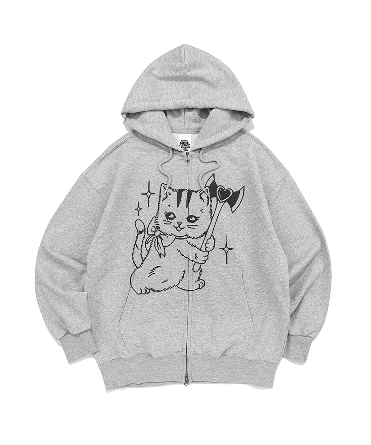 뉴키치(NEWKITSCH) KILLING TIME CAT HOOD ZIP-UP (MELANGE)