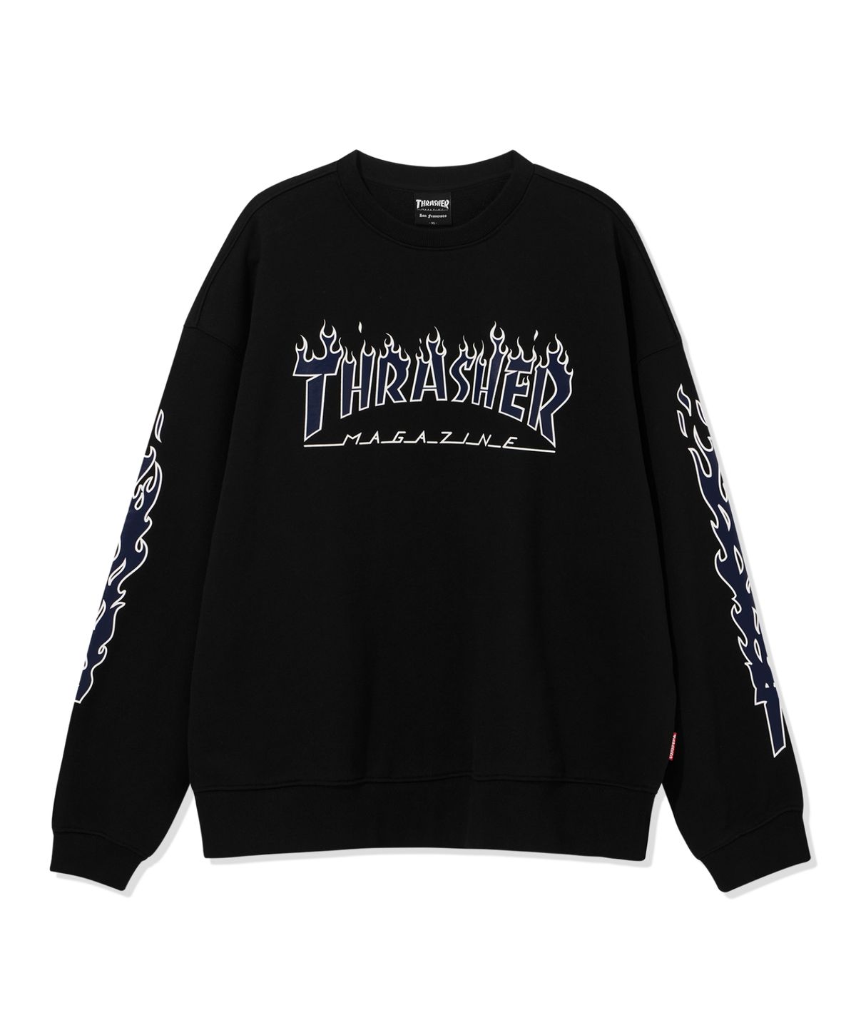 트레셔(THRASHER) 플레임 슬리브 맨투맨 블랙