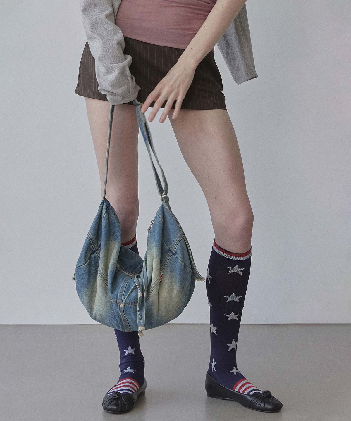 스컬프터(SCULPTOR) Vintage Brushed Denim Duffel Bag Mid Blue
