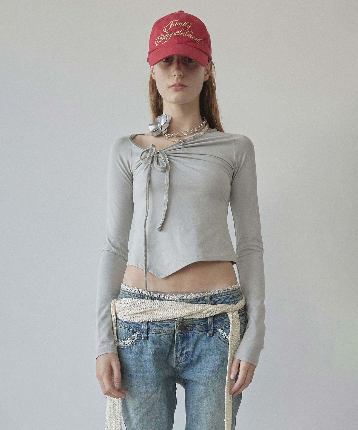 스컬프터(SCULPTOR) Zen Velvet Trimming Top Ice Gray
