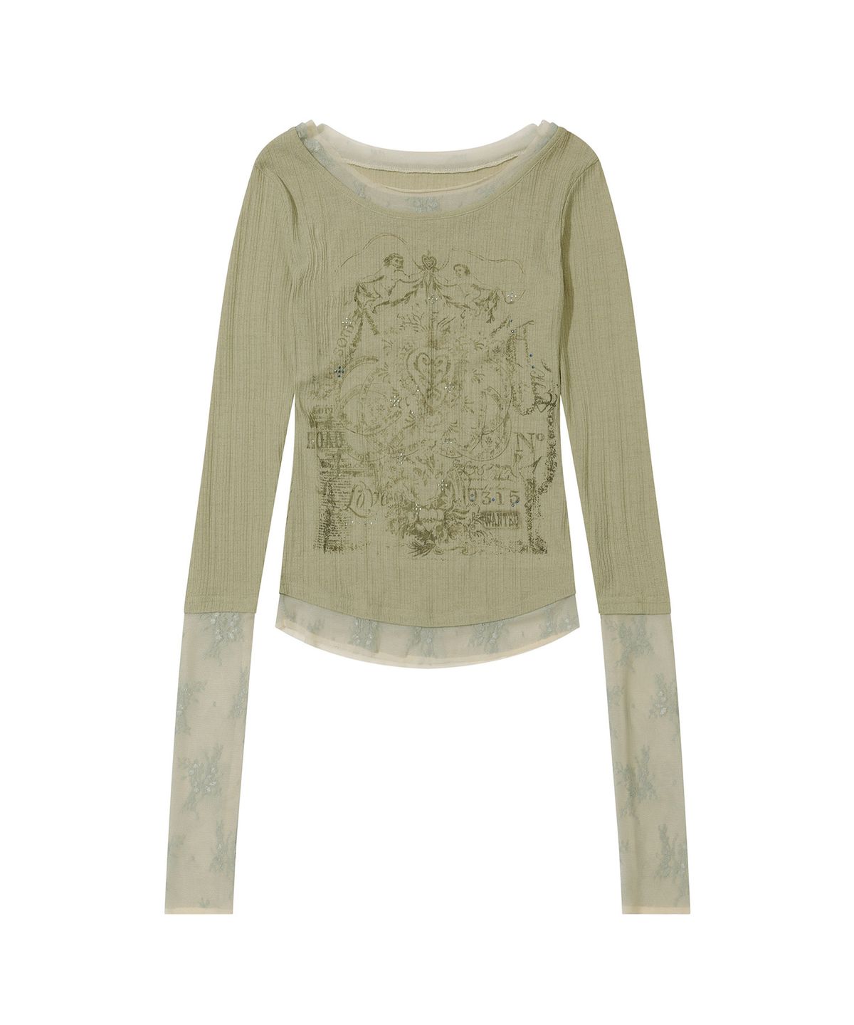스컬프터(SCULPTOR) Triple Lace Layered Tee Beige