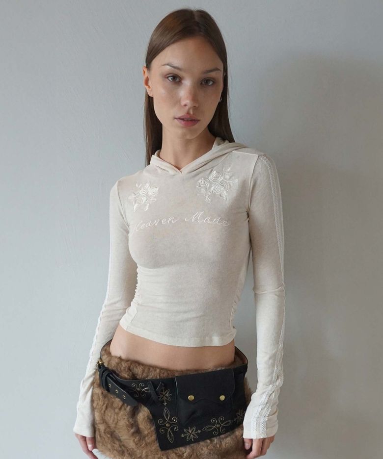 Rose Angora Hoodie Tee Raw