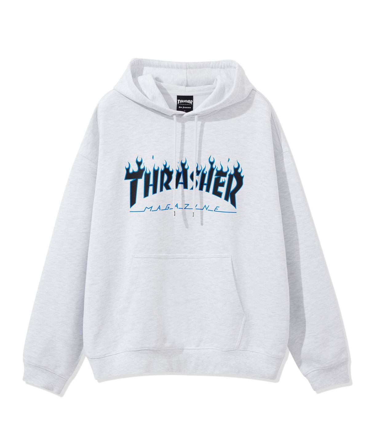 트레셔(THRASHER) 플레임 로고 후디 화이트 멜란지