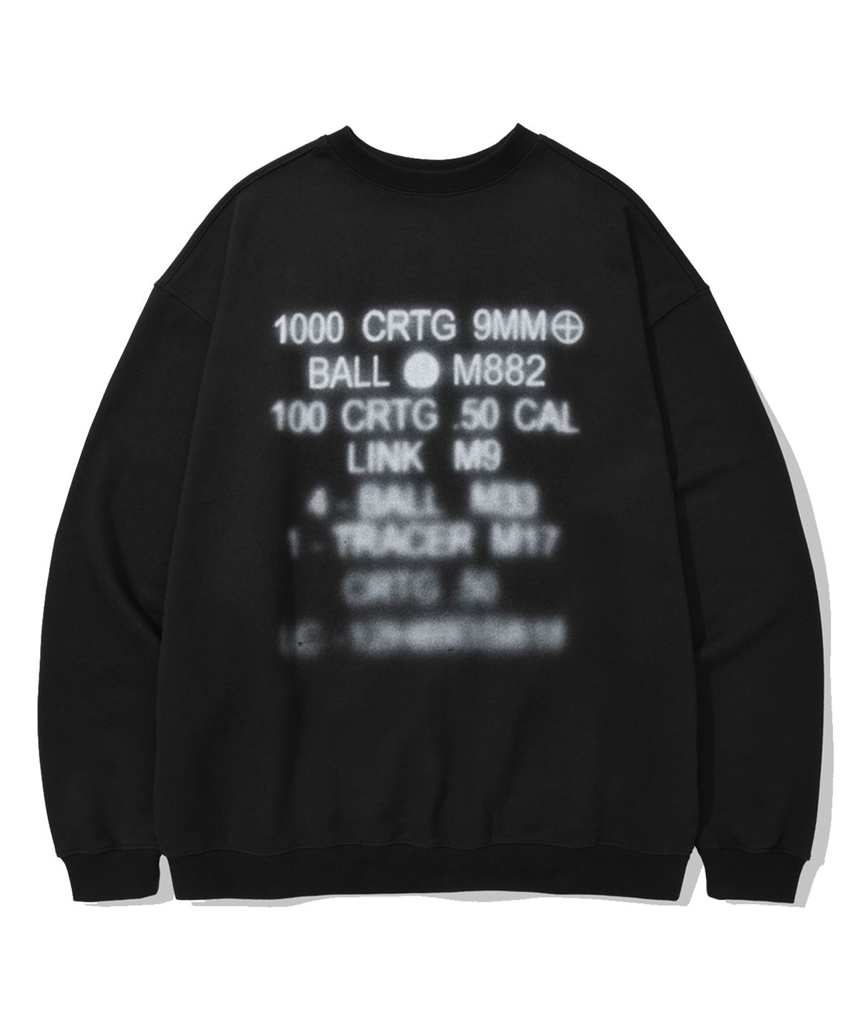 카네이테이(KANEITEI) SMUDGE SPRAY AMMO STENCIL CREWNECK (BLACK)