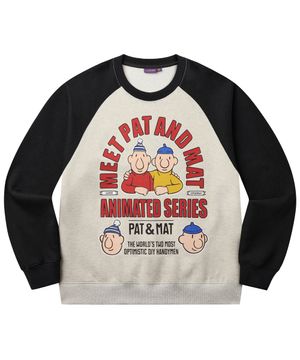 [PAT&MAT] 패트와매트 아치 로고  레글런 맨투맨 - 블랙 / 오트밀