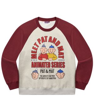 [PAT&MAT] 패트와매트 아치 로고  레글런 맨투맨 - 버건디 / 오트밀