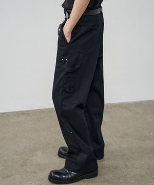 [오정규X알리스] 패널드 카펜터 와이드 팬츠 [블랙]