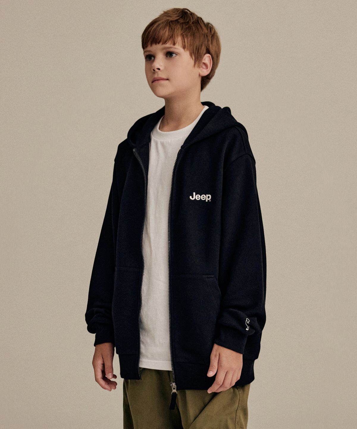 지프키즈(JEEPKIDS) 스몰 지프로고 후드 집업(KP5TZU002BK)