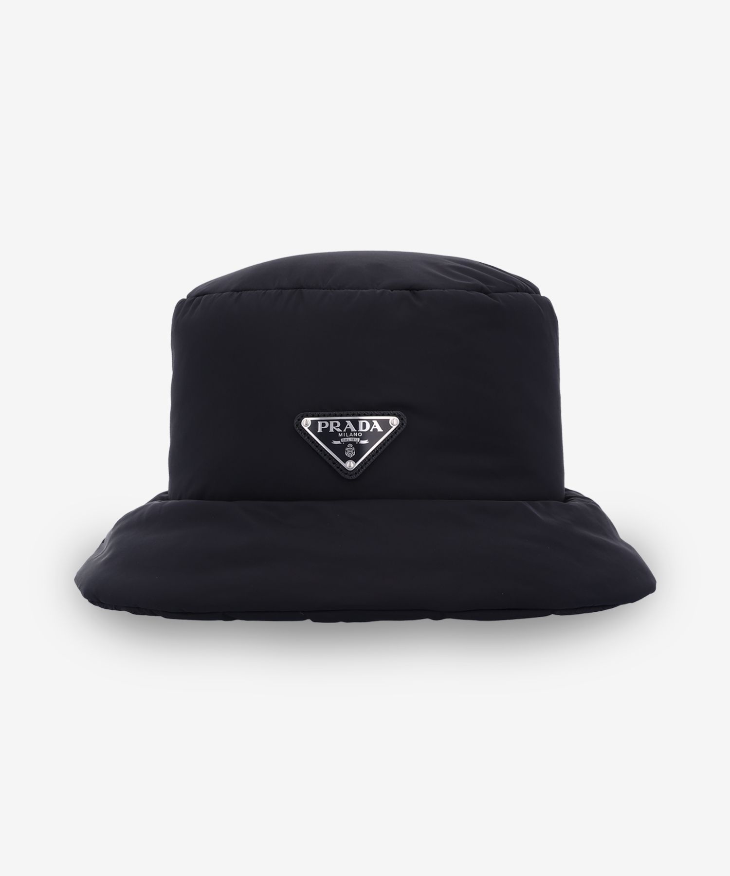 MUSINSA PRADA Triangle Logo Padded Re-Nylon Bucket Hat Black