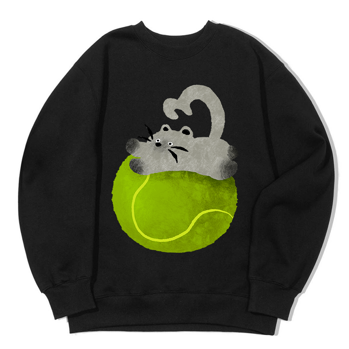 어썸어스(AWESOMEUS) CAT ON A TENNIS BALL SWEAT SHIRTS_3 COLOR
