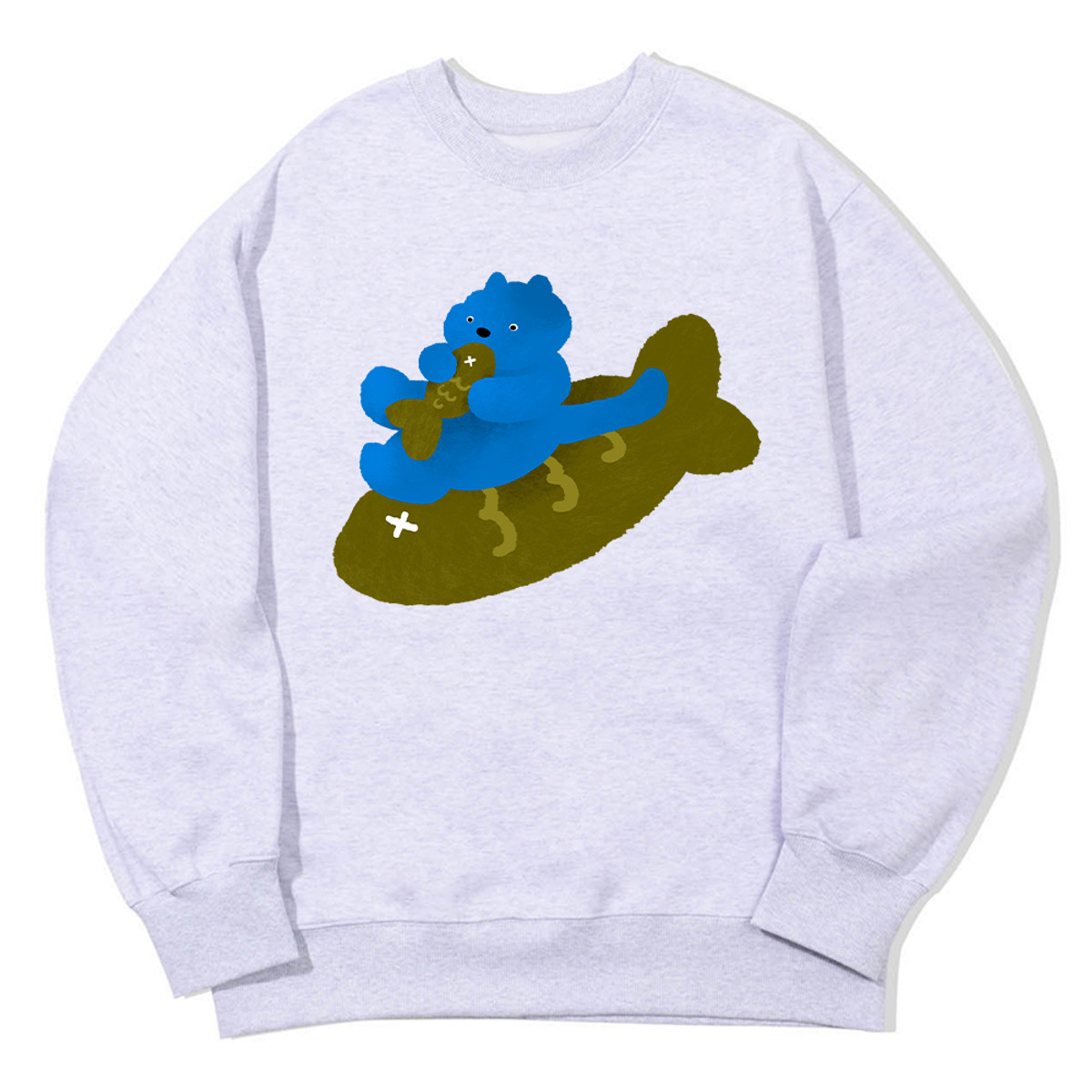 어썸어스(AWESOMEUS) BLUE CAT ON THE GREEN FISH SWEAT SHIRTS_3 COLOR