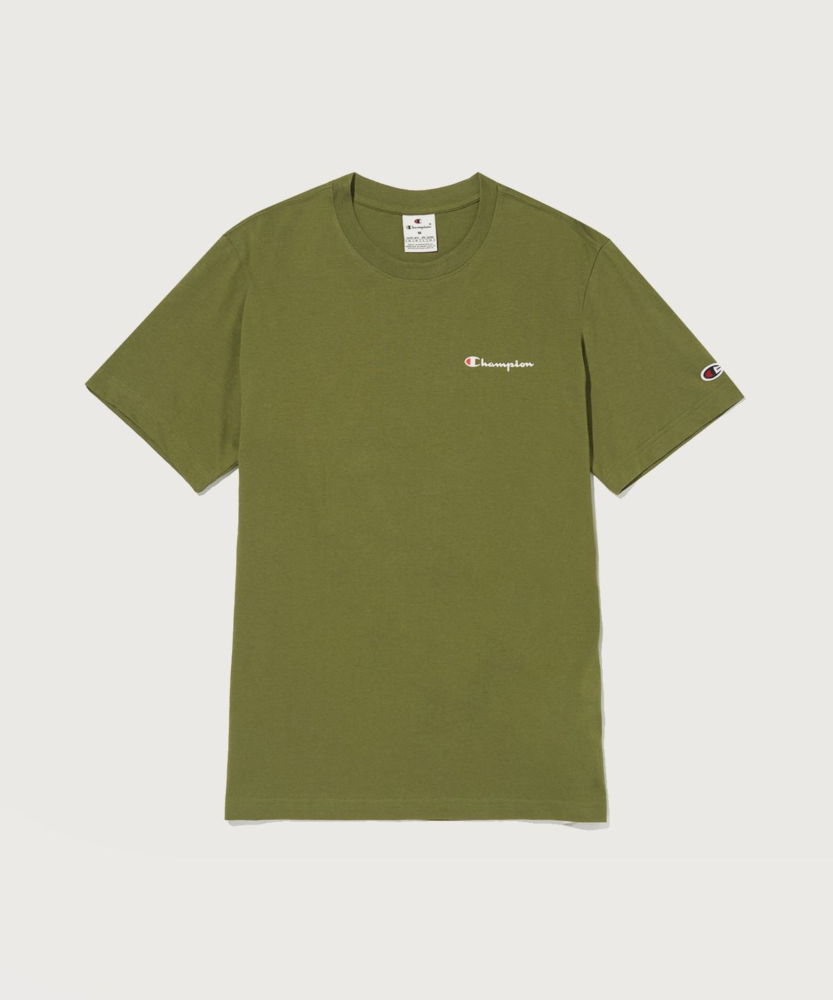 챔피온(CHAMPION) 스몰 스크립트 로고 코튼 반팔 티셔츠 Normal Khaki