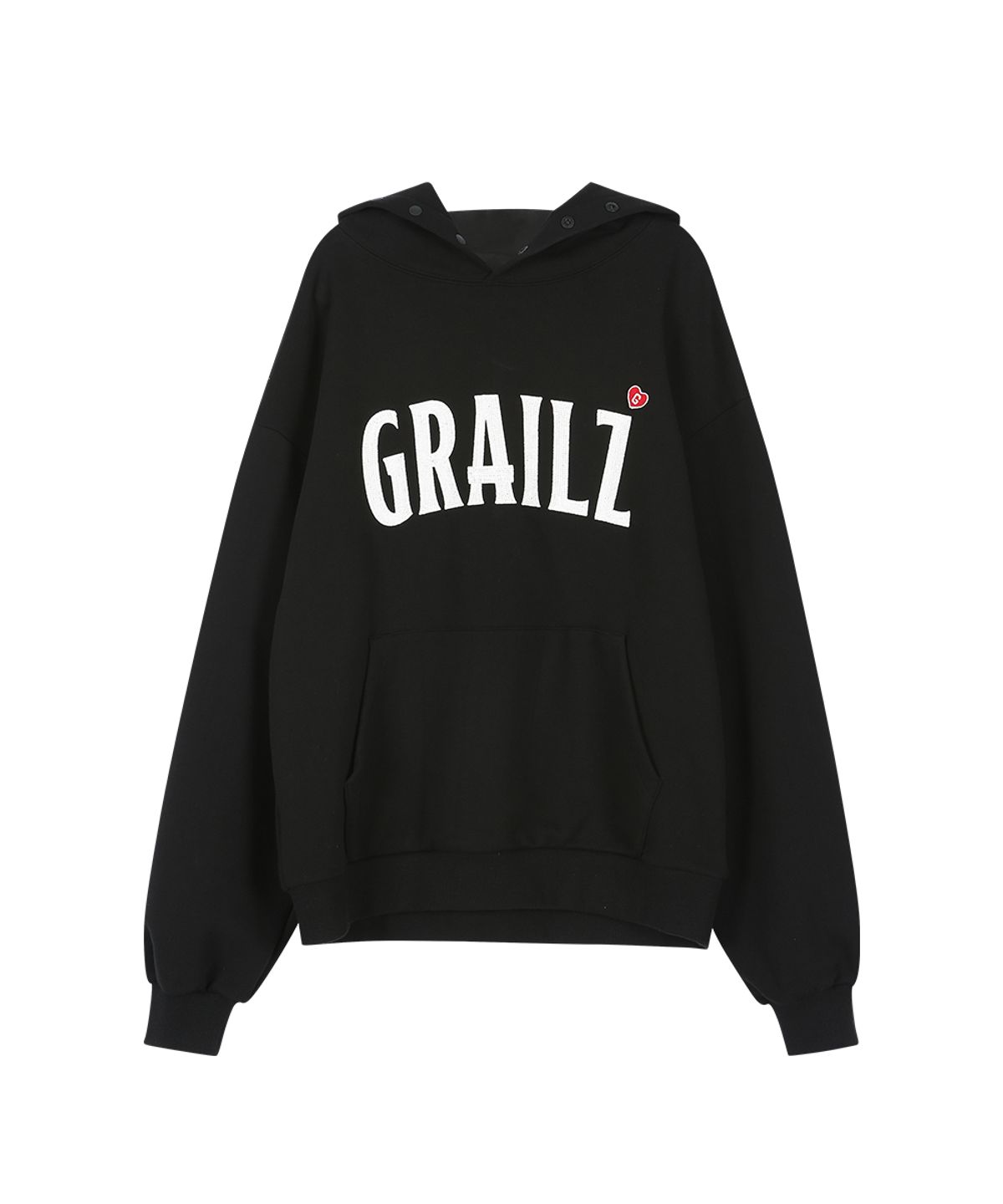그레일즈(GRAILZ) EMBROIDERY SIGNATURE HEART HOODIE [BLACK]
