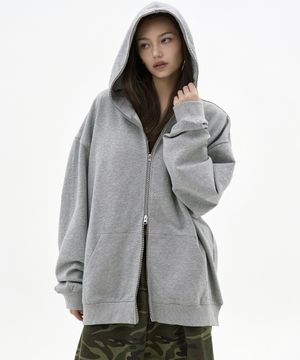 자이언트핏 솔리드 후드집업 (8% 멜란지그레이)