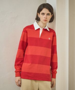 A3496 스트라이프 칼라 티셔츠_Red