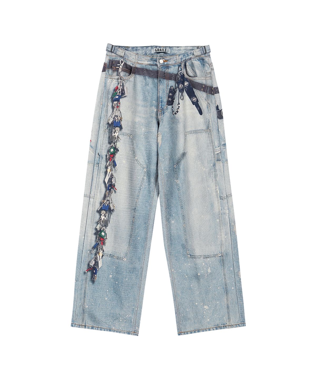 그레일즈(GRAILZ) KEY CHAIN ILLUSION DENIM PANTS [BLUE]