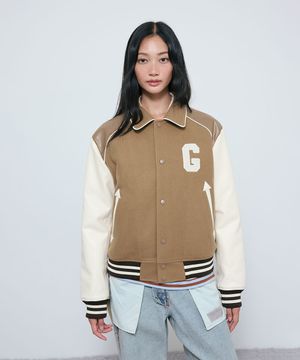 ELDERLY COUPLE VARSITY JACKET [CAMEL]