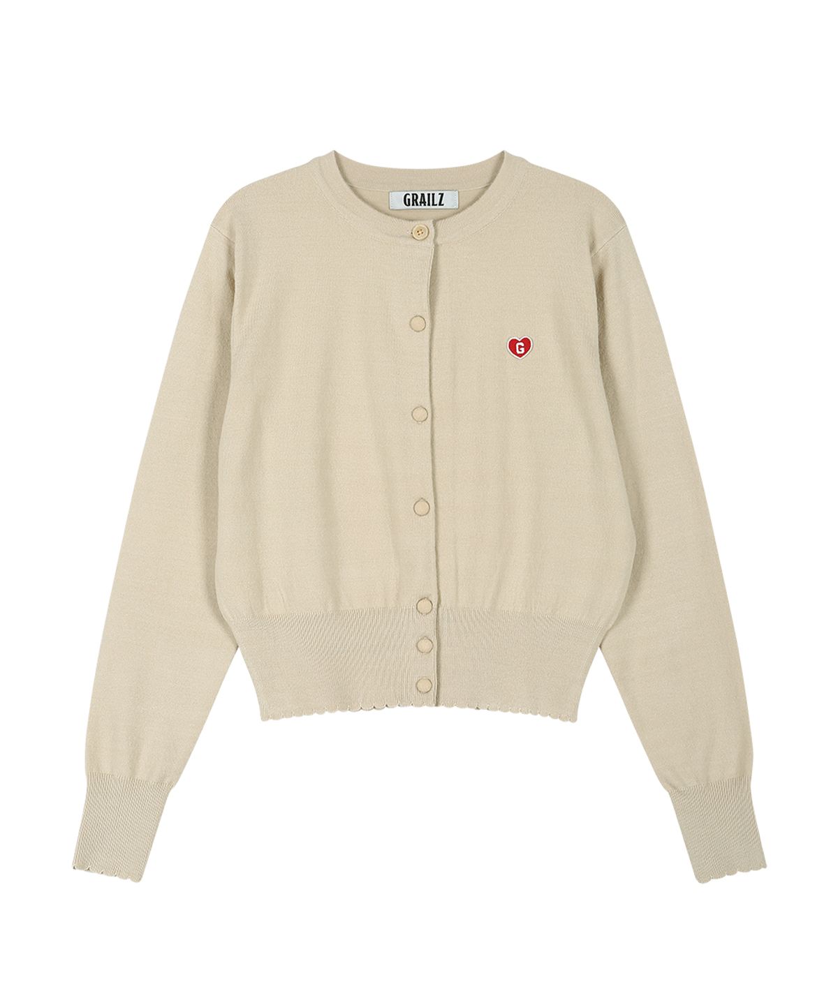 그레일즈(GRAILZ) SIGNATURE HEART CARDIGAN [BEIGE]