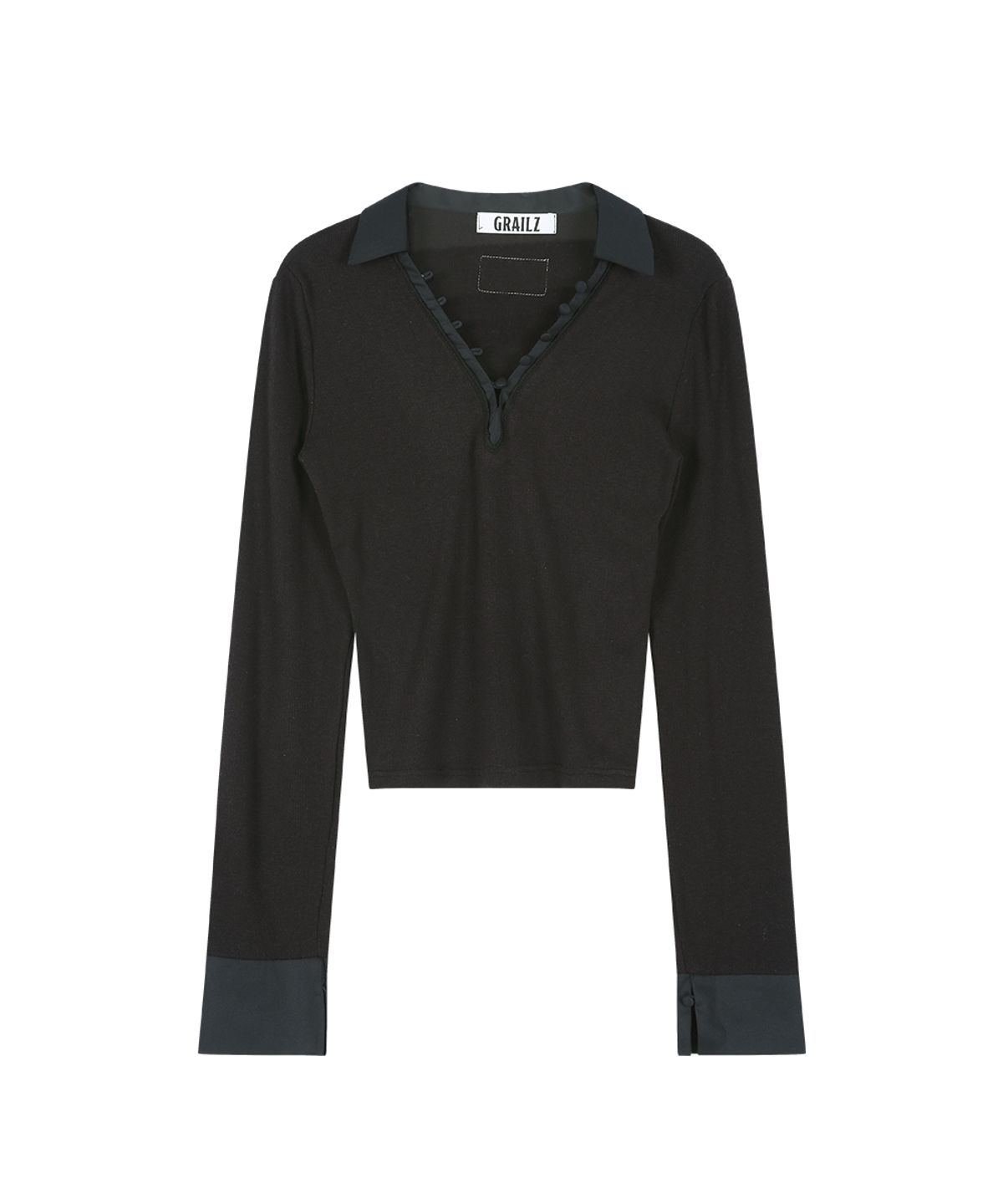 그레일즈(GRAILZ) BUTTON COLLAR KNIT LONGSLEEVE [BLACK]