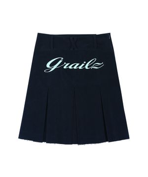 ROUGH CUT PLEATS SKIRT [NAVY]