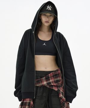 자이언트핏 솔리드 후드집업 (블랙)