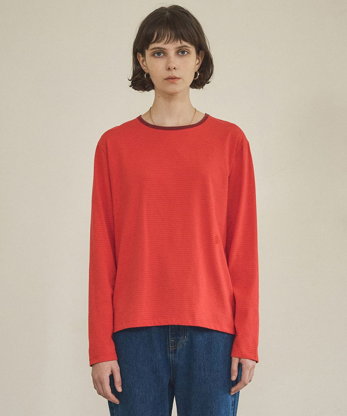 반원 아틀리에(VANONE ATELIER) A3497 스트라이프 티셔츠_Red
