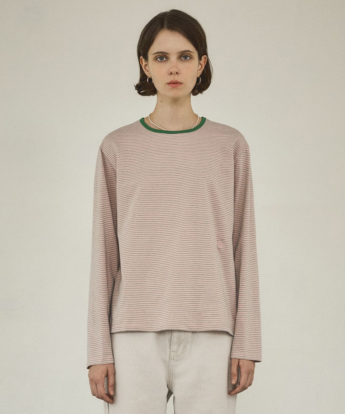반원 아틀리에(VANONE ATELIER) A3497 스트라이프 티셔츠_Pink