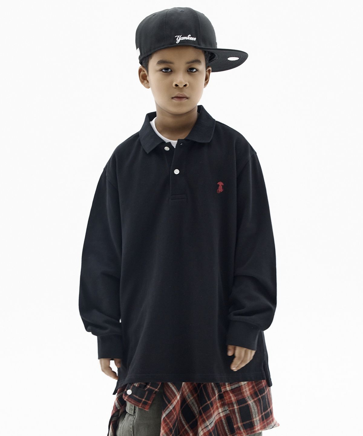 테이크이지 키즈(TAKEASY KIDS) 자이언트핏 피케 롱슬리브(블랙)