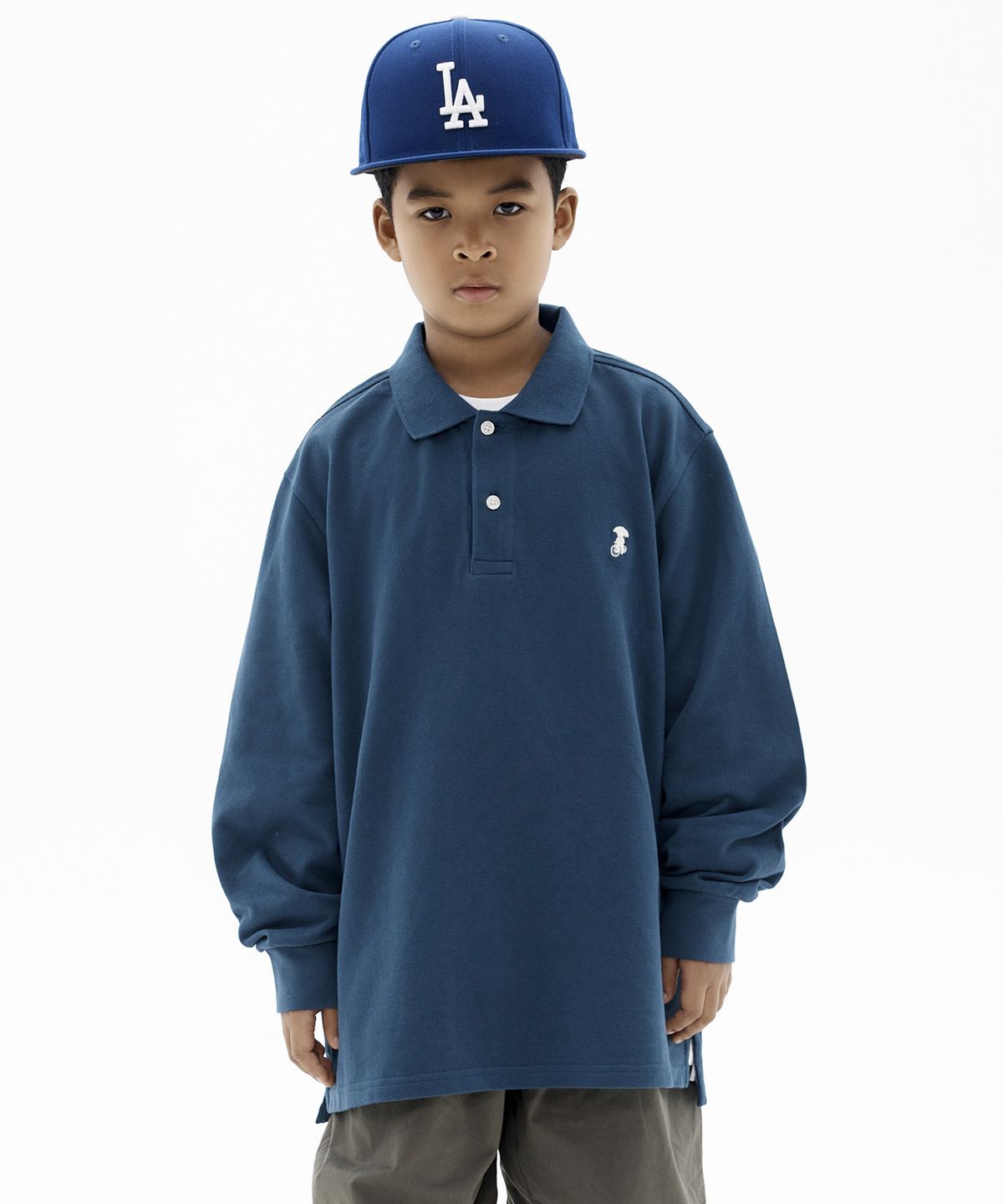 테이크이지 키즈(TAKEASY KIDS) 자이언트핏 피케 롱슬리브(빈티지네이비)