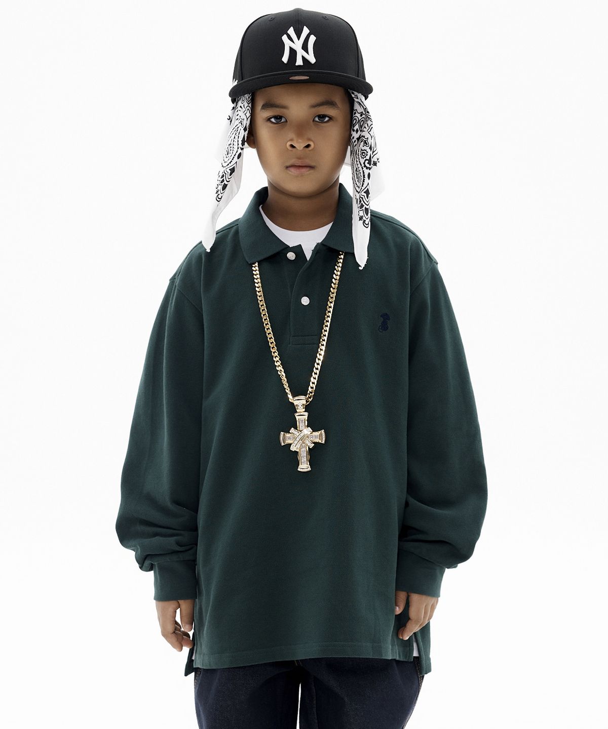 테이크이지 키즈(TAKEASY KIDS) 자이언트핏 피케 롱슬리브(그린)