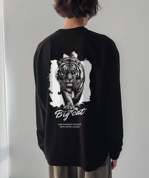 OHPxGOODD b드로잉 빅캣 베이직 긴팔티셔츠