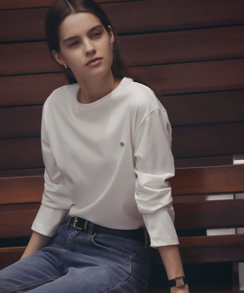 Silket cotton long sleeve t-shirt_Ivory