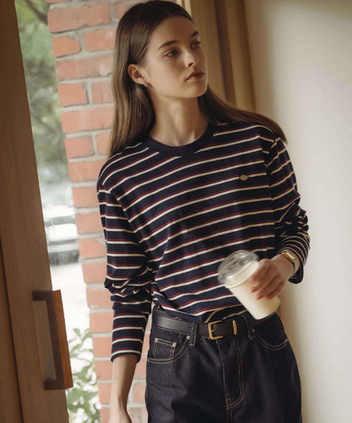 틸아이다이(TILL I DIE) Bonheur stripe cotton t-shirt_Navy&Red