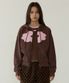 FLORAL CROPPED HOODIE ZIP-UP brown
