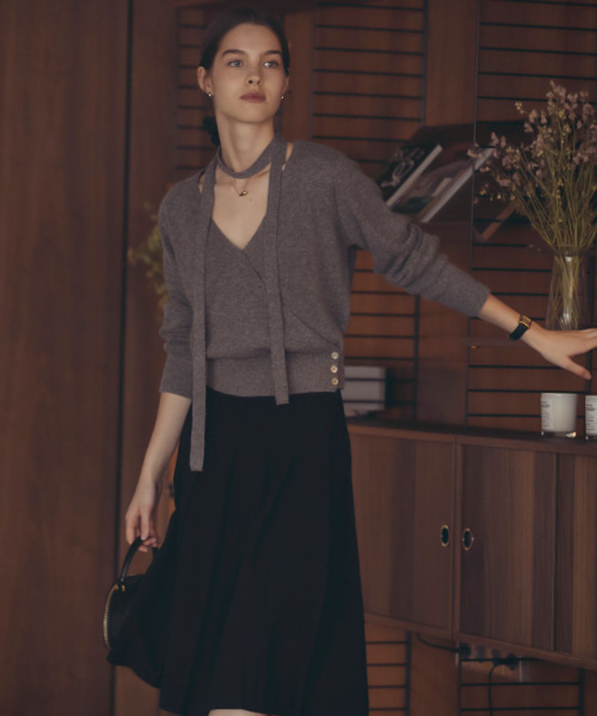 틸아이다이(TILL I DIE) Tie set raccoon wrap cardigan_Gray