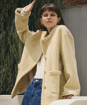 O3735 라운드 트위드 재킷_Yellow