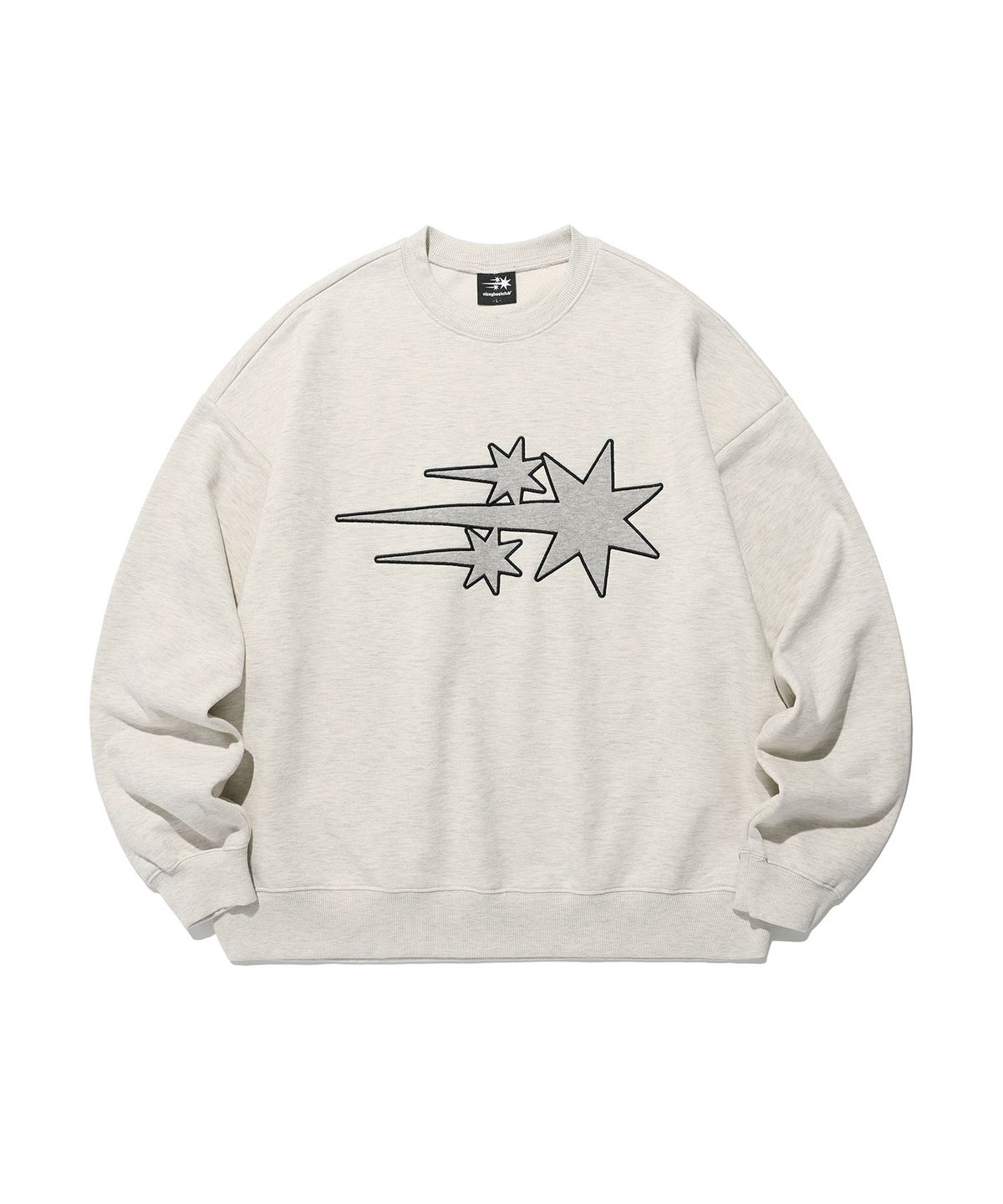 나이스고스트클럽(NICEGHOSTCLUB) 3STAR LOGO APPLIQUE SWEATSHIRTS_OATMEAL(NG2EFUM444A)