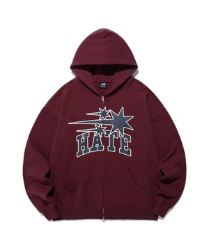 3STARS HATE HOODIE ZIP UP_BURGUNDY(NG2EFUM481A)