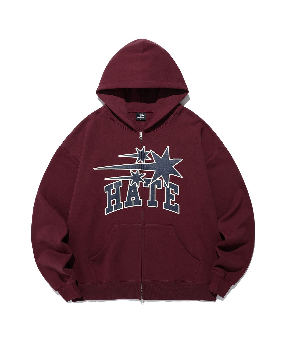 나이스고스트클럽(NICEGHOSTCLUB) 3STARS HATE HOODIE ZIP UP_BURGUNDY(NG2EFUM481A)