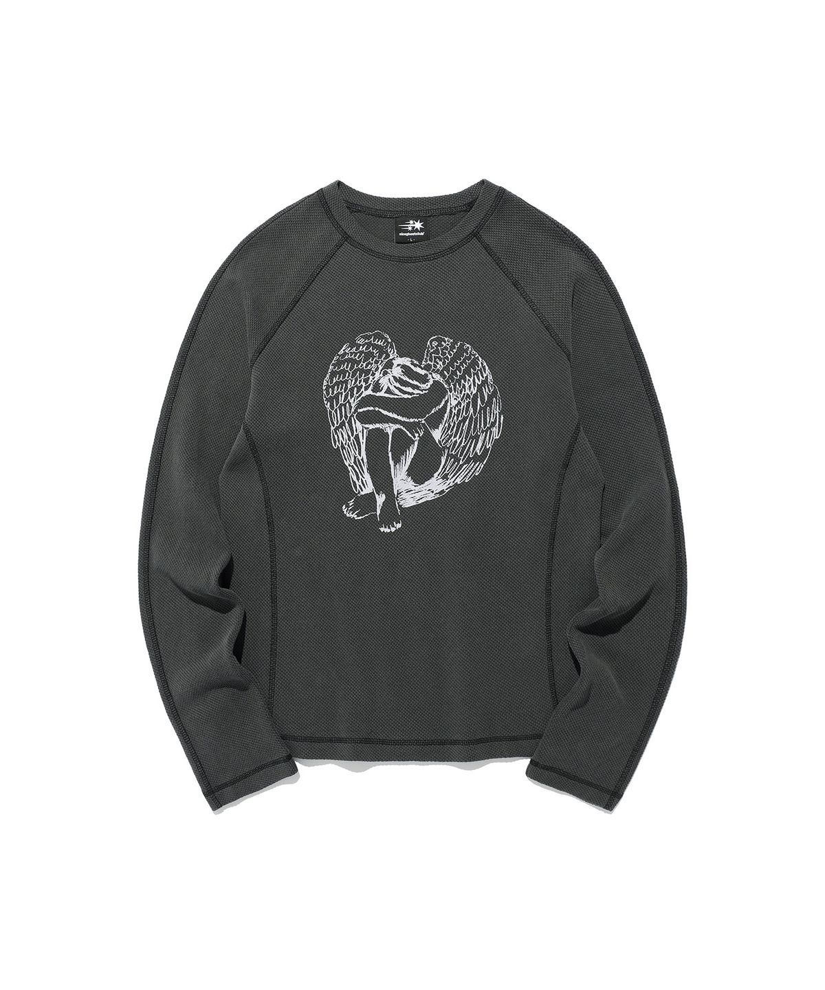 나이스고스트클럽(NICEGHOSTCLUB) CRYING ANGEL WAFFLE L/S TEE_CHARCOAL(NG2EFUT556A)
