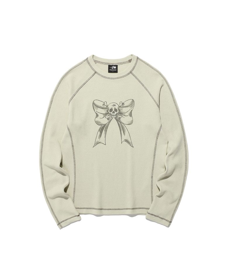 SKULL RIBBON WAFFLE L/S TEE_IVORY(NG2EFUT557A)