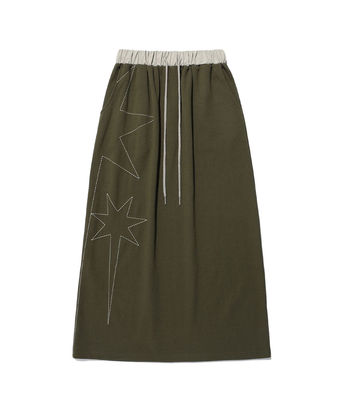 나이스고스트클럽(NICEGHOSTCLUB) BIG STAR LOGO SWEAT SKIRT_KHAKI(NG2EFUPA90A)
