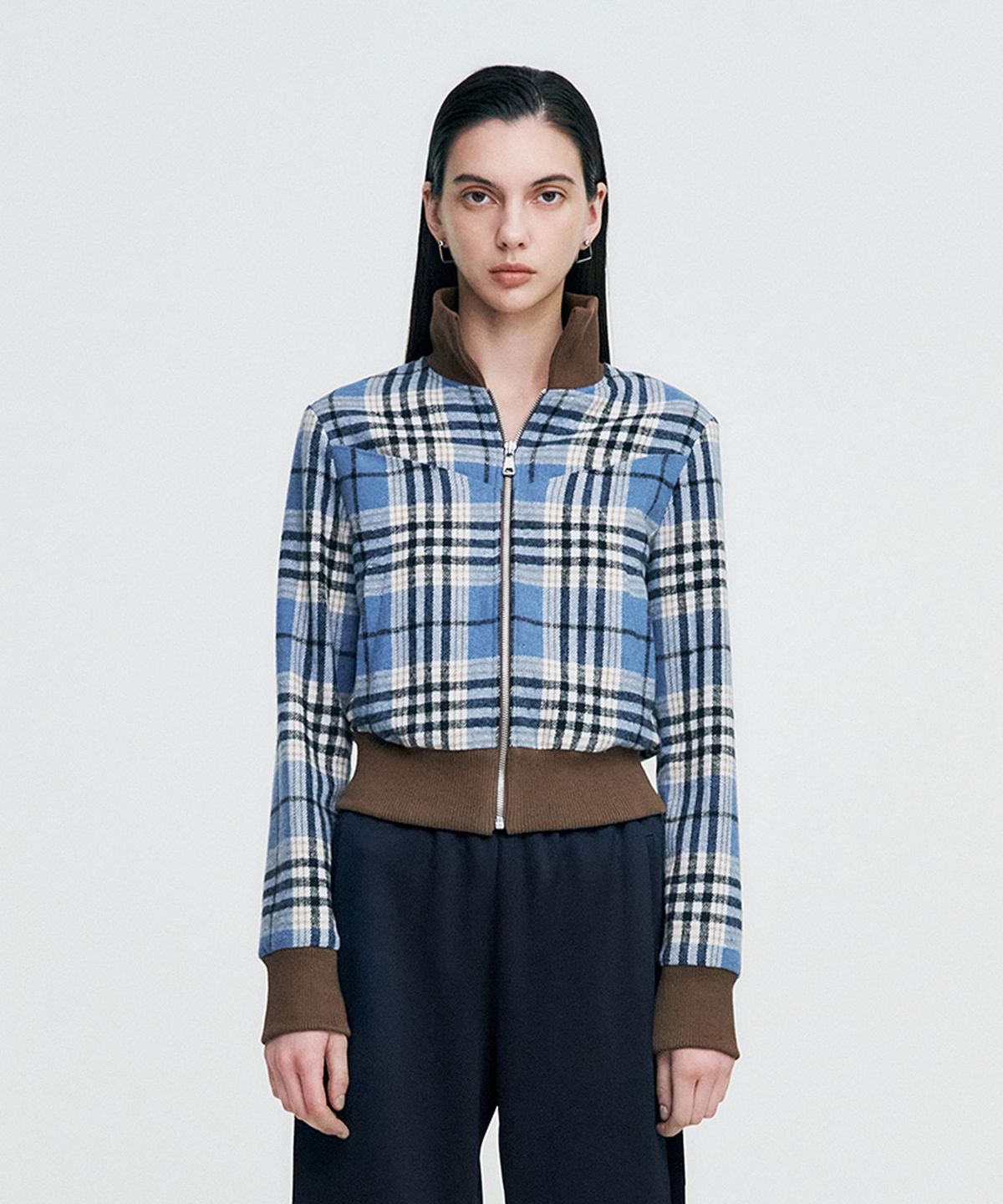 킴지수(KIMZISU) Plaid Check Flannel Zip-Up Jacket _ SKY BLUE