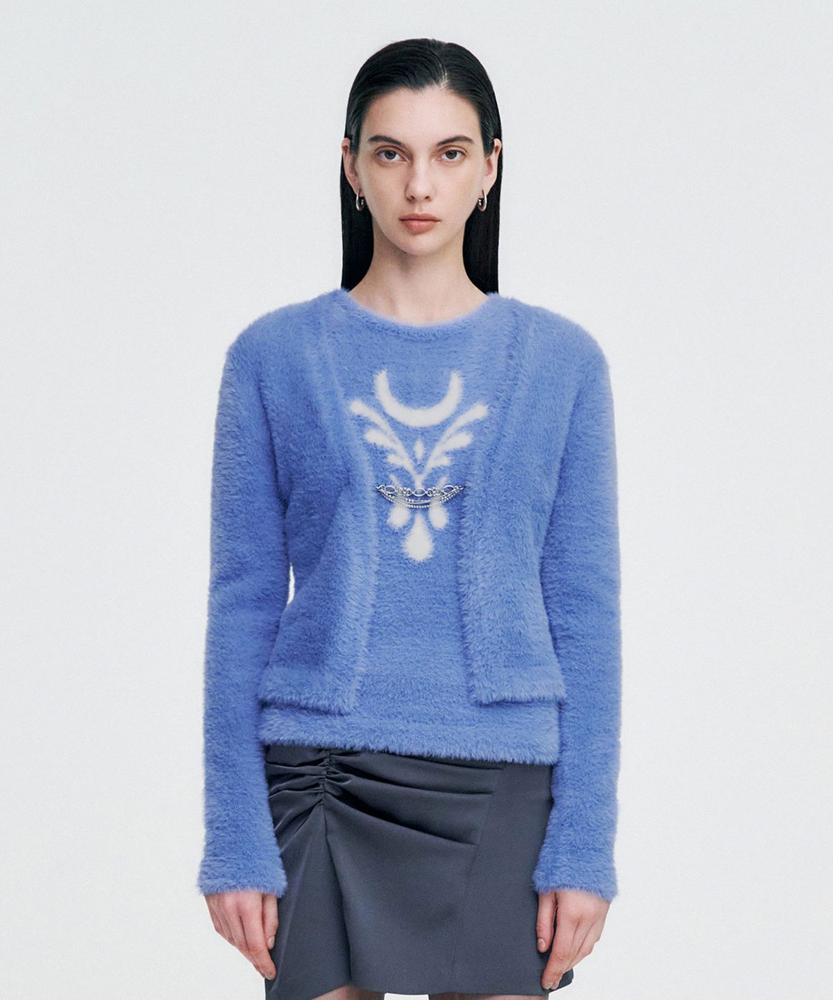 킴지수(KIMZISU) Chain Link Furry Cardigan _ SKY BLUE