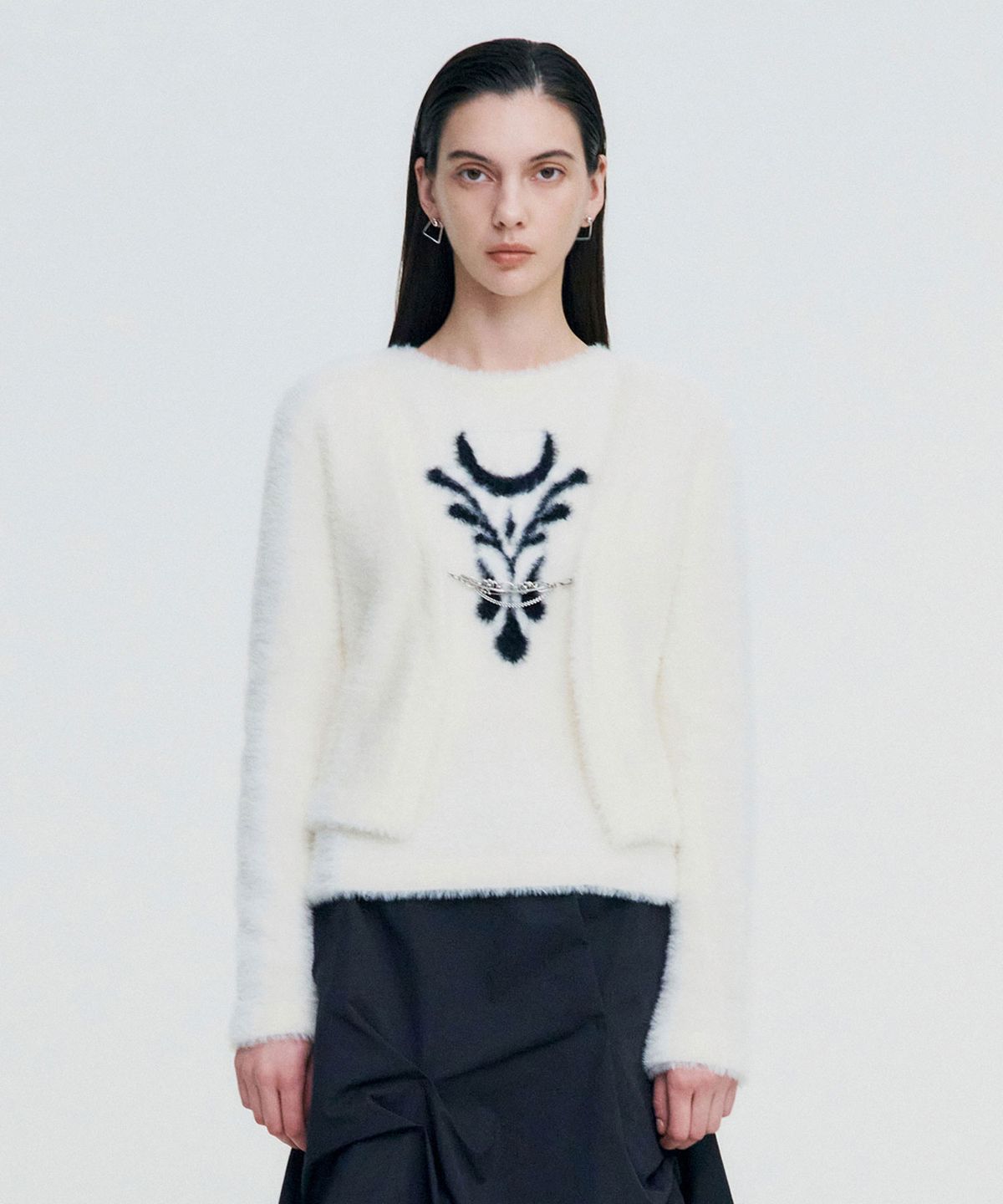 킴지수(KIMZISU) Chain Link Furry Cardigan _ IVORY