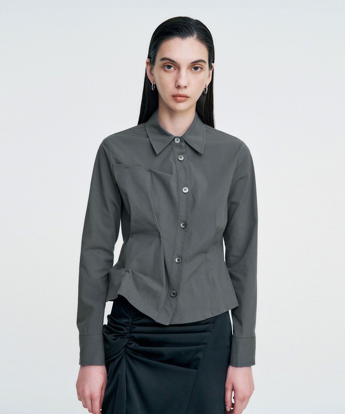킴지수(KIMZISU) DOZI - Pinched Unbalance shirt _ GREY