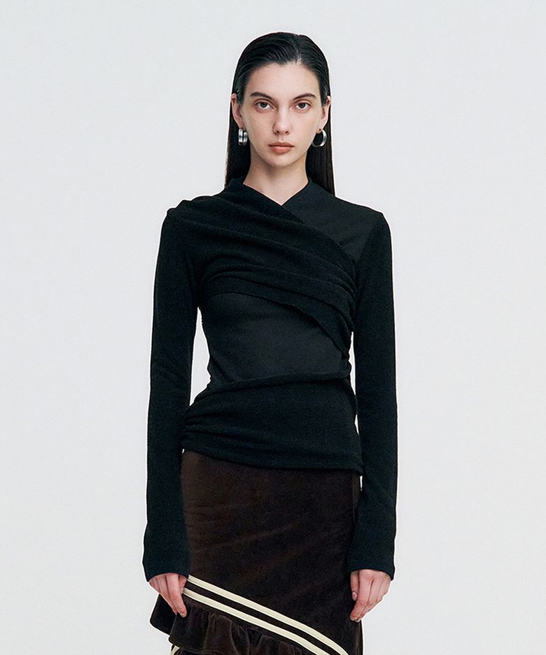 Layered Knit Top _ BLACK