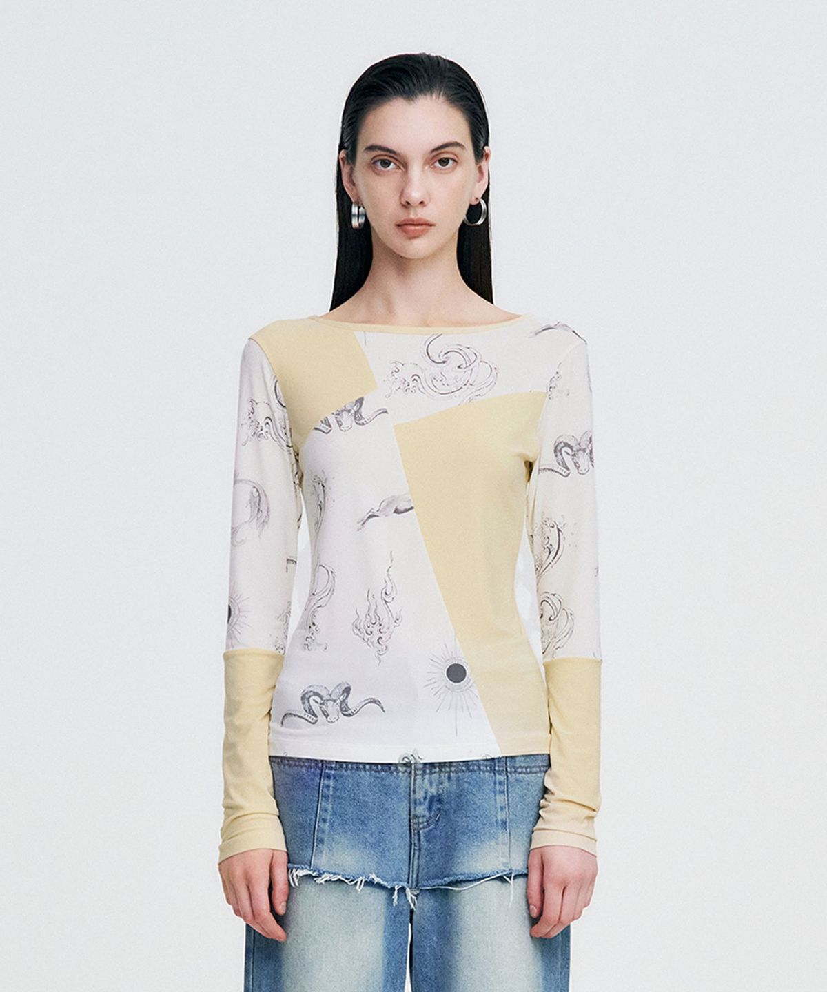킴지수(KIMZISU) Elemental Motif Patchwork T-shirt _ YELLOW