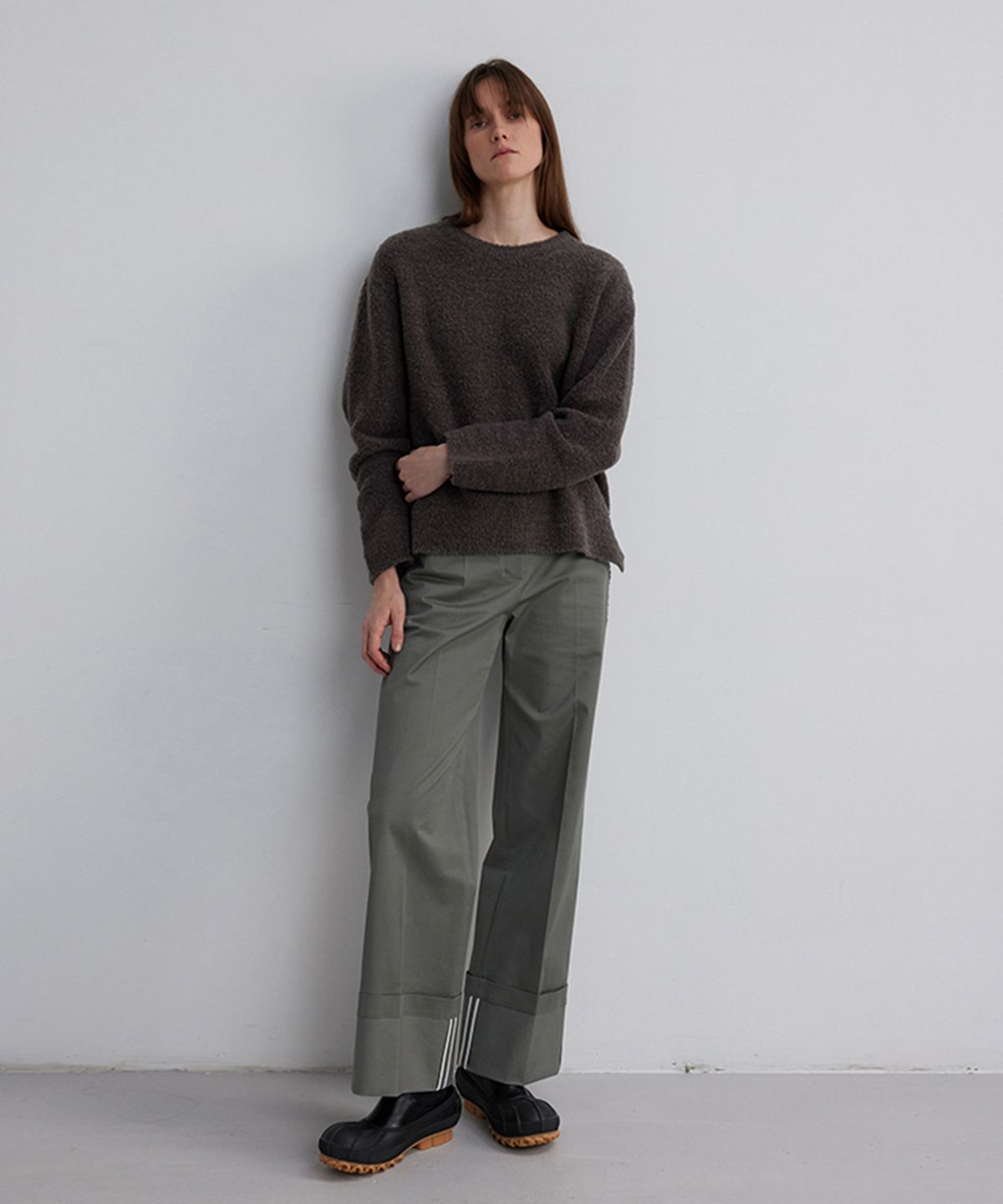 더룸(THELOOM) COTTON ROLL UP PANTS_KHAKI