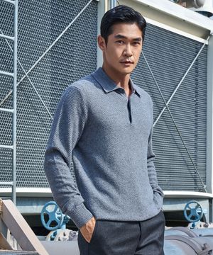 울 블랜디드 카라니트_멜란지그레이